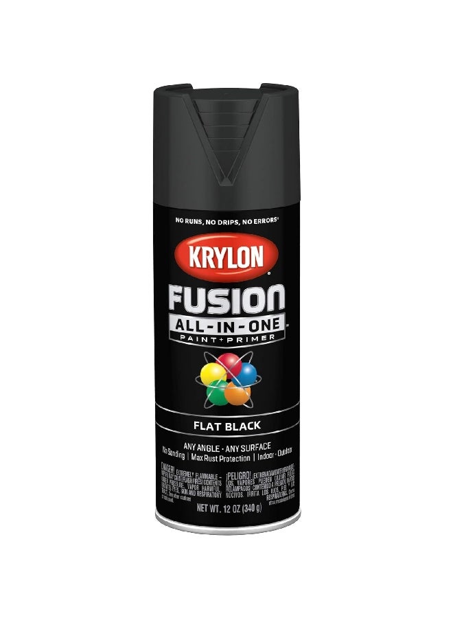 KRYLON Fusion All-In-One Rust Resistant Spray Paint Flat Black 12 oz K02728007 - Image 1